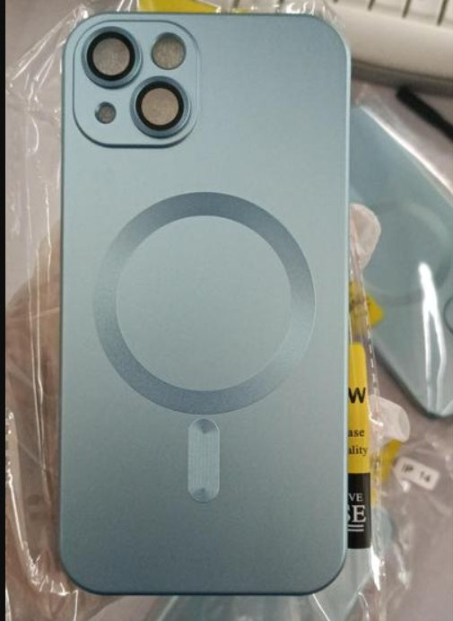 Frosted Magnetic Suction Phone Case Far peak blue