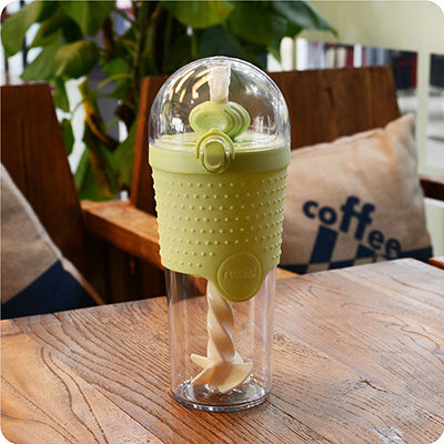 500ML Kids Plastic Water bottles Protein Shaker Blender Bottles with straw BPA Free Portable Sport My Water bottles Green