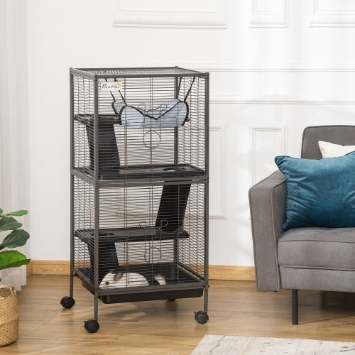 Metal Critter Cage Rolling Large Ferret Cage Grey
