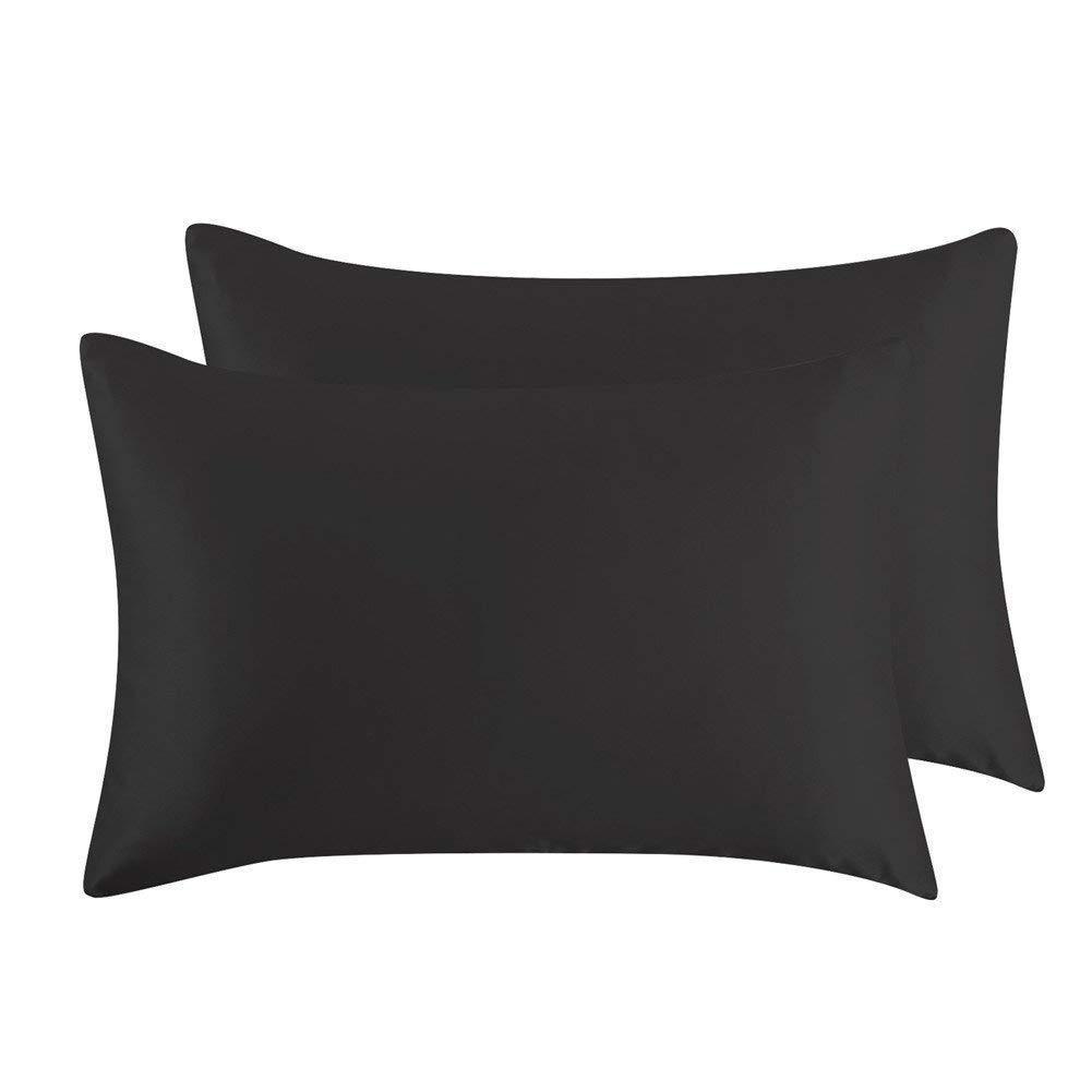 Silk Satin Zipper Pillowcase Black