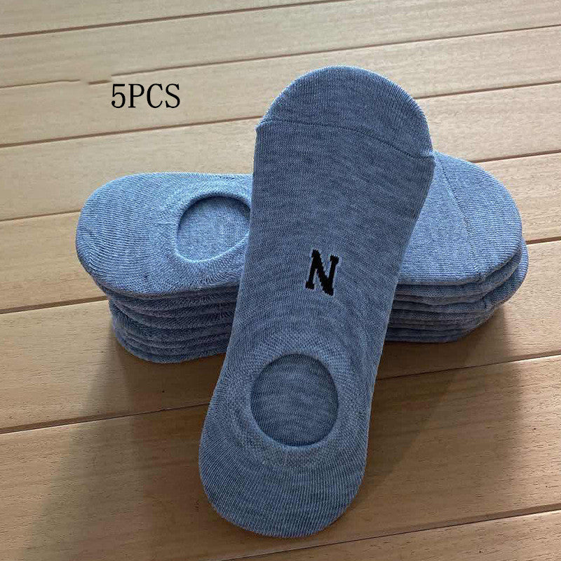 Socks Men And Women Solid Color Boat Socks Spring Invisible Socks Socks Socks Net Red Men'S Socks Dark gray 5PCS