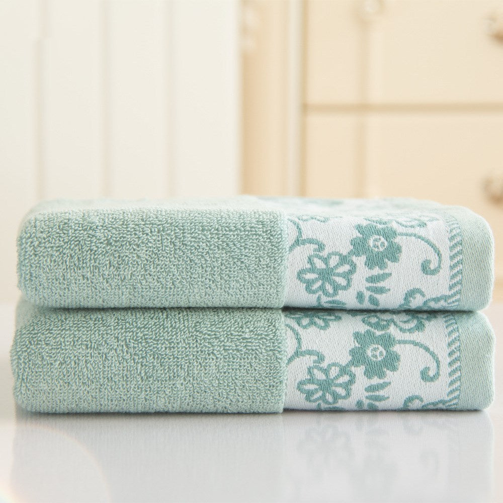 Wisteria flower cotton 32 ply jacquard absorbent towel Grey Green 34x73 1pc