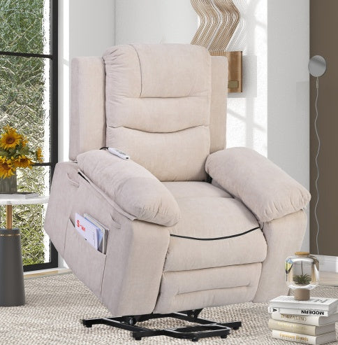 Massage Recliner,Power Lift Chair For Elderly With Adjustable Massage And Heating Function,Recliner Chair With Infinite Position And Side Pocket For Living Room ,Blue