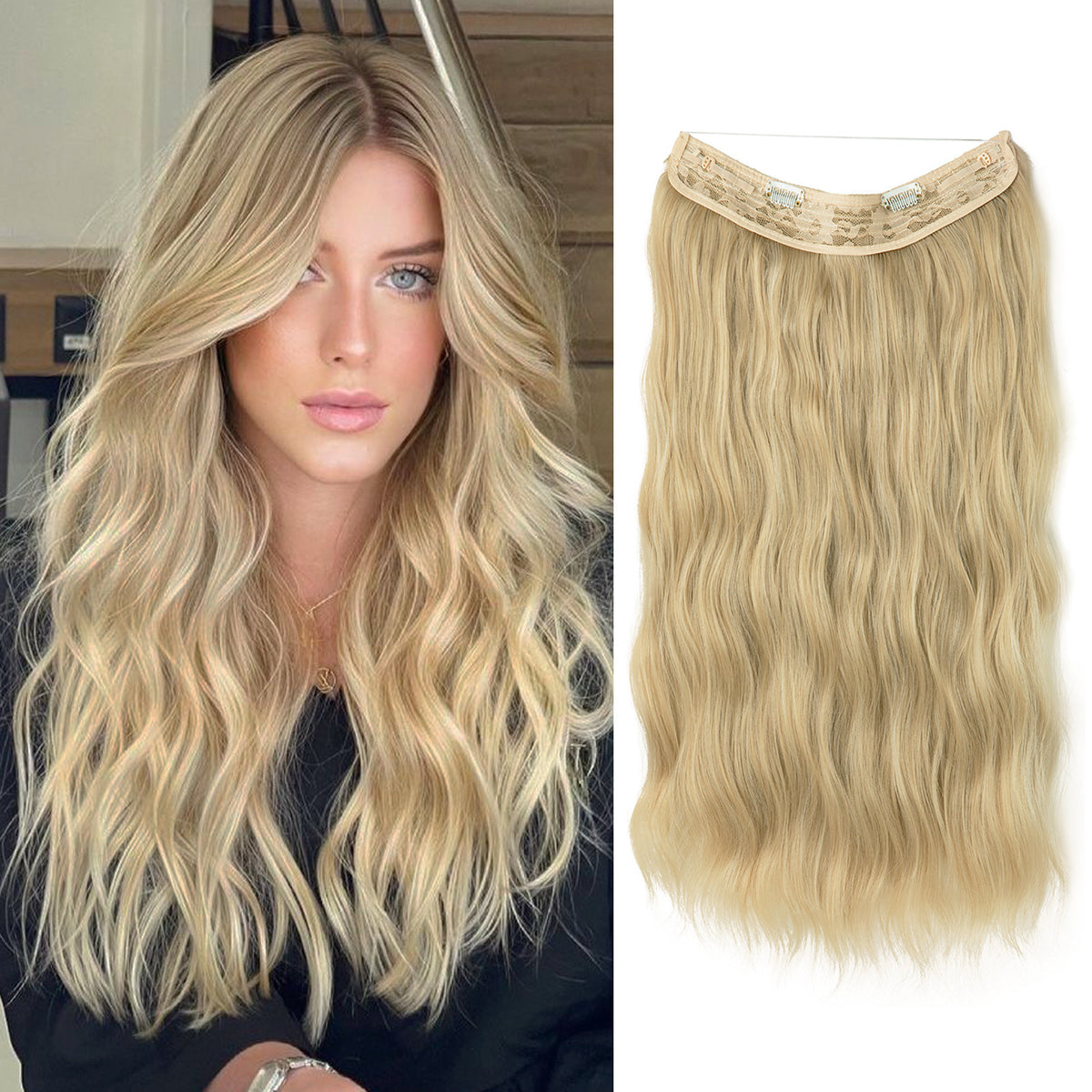 European And American Style Women Corn Curler Fishing Thread Long Curly Hair Wig 22613