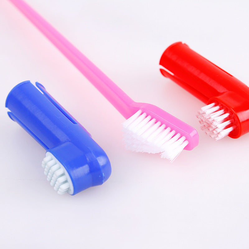 Double Head Toothbrush Soft Pet Finger Toothbrush Set Pets Dogs Cats Teeth Care Cleaning Brush Pets Grooming Tools