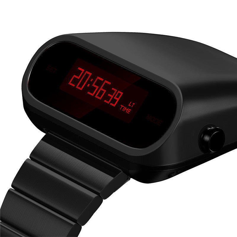 Simple Fashion Multifunction Electronic Watch Black Red Screen Crude Steel