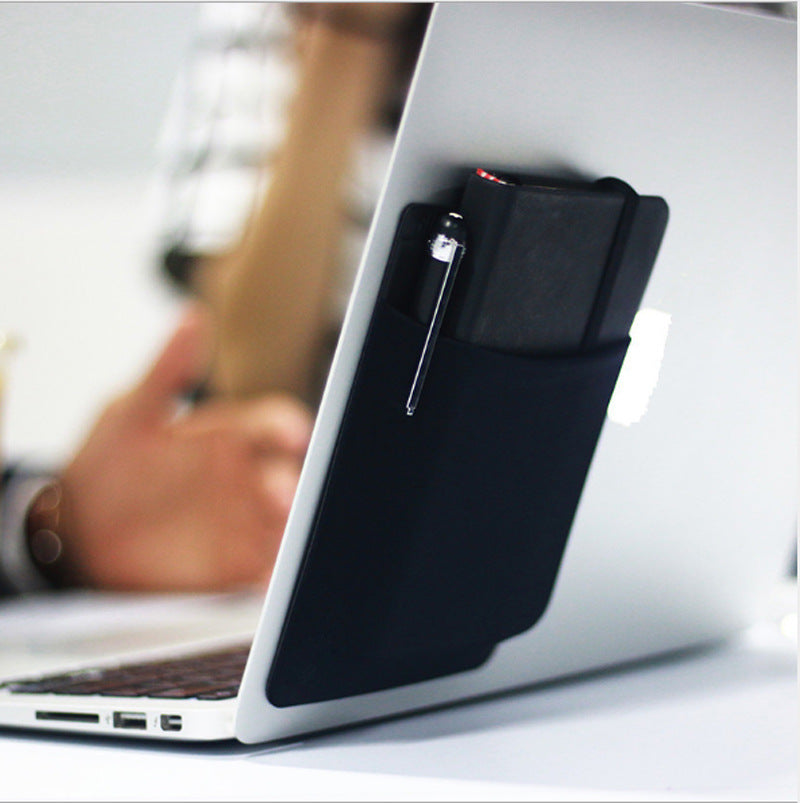Adhesive Laptop Back Storage Bag Laptop Organizer black