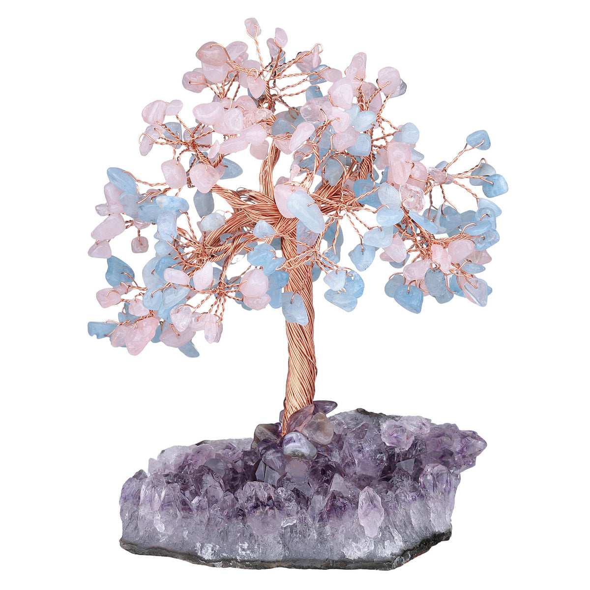 Natural Amethyst Flower Regular Base Tree Gravel Handicraft Ornaments Pink Crystal Aquamarine