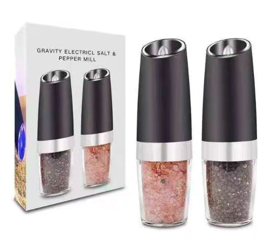 Electric Gravity Pepper Grinder Salt Grinder Adjustable Coarseness Black Set