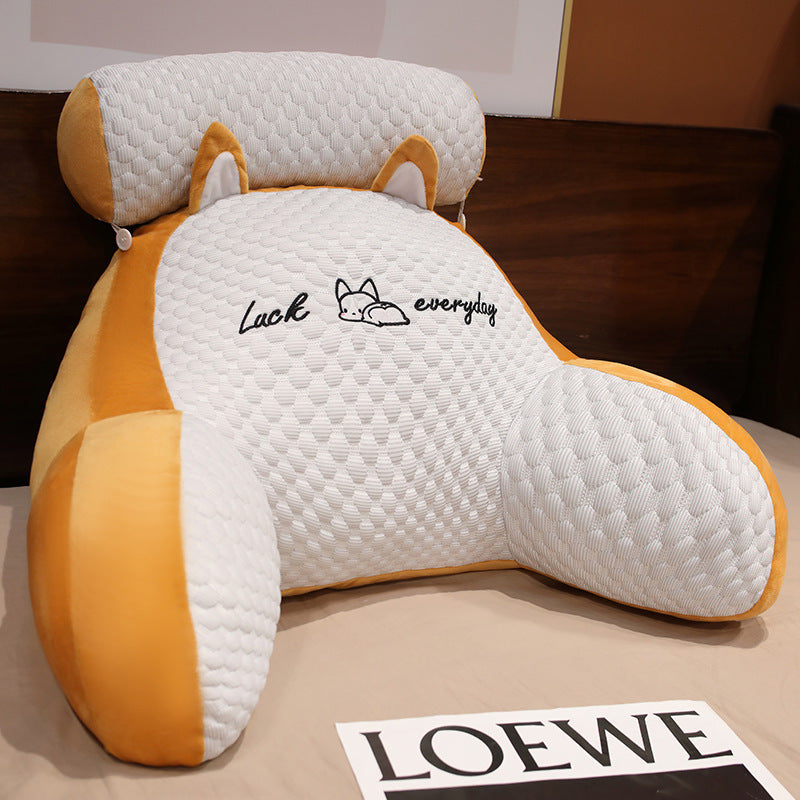 Sofa Fluffy Cushion Luncheon Pillow Triangle Reading Cushion Bedside Soft Large Backrest Lumbar Cushion Office Chair Cushion Corgi Ice Bean Material
