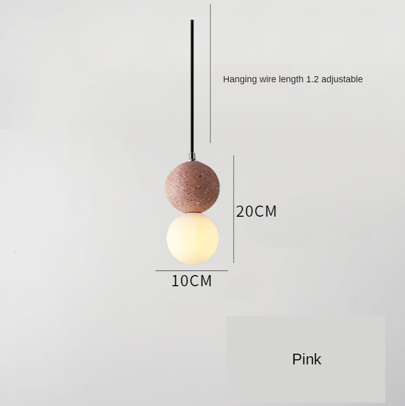 Nordic Ins Modern Cement Terrazzo Small Chandelier Restaurant Bar Pink White light
