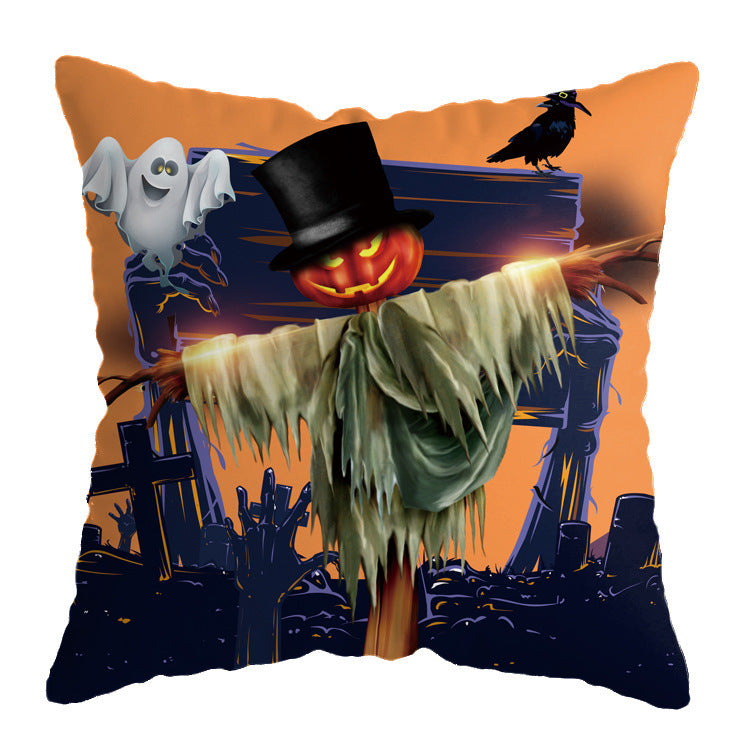 Linen Skull Halloween Pillow Cover 45x45cm A26