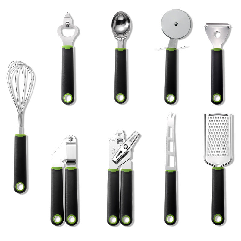 Creative Plastic Handle Stainless Steel Kitchen Utensils black and green