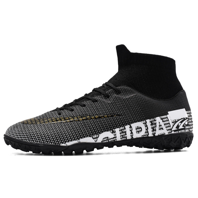 Men's Plus Size Soccer Shoes High Top AG Spikes Black
