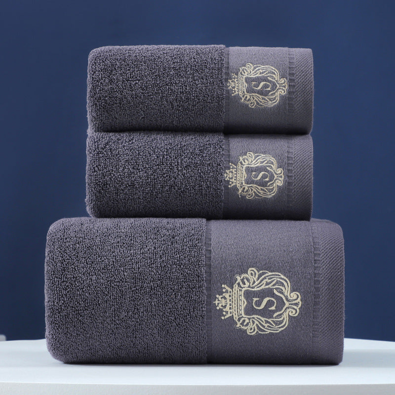 Pure Cotton Towels Three-piece With Hand Bath Towel Class Flat Frame Dark Gray 1 Bath Towel And 2 Towels
