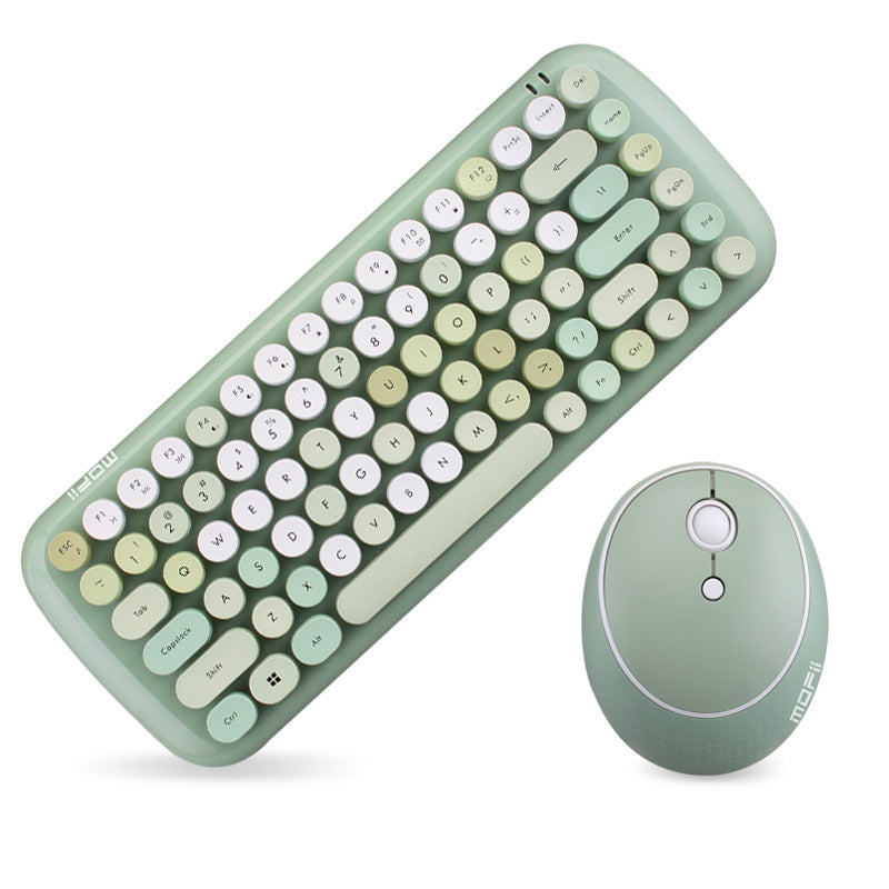 Office Mini Wireless 2.4G Keyboard Mouse Set Green