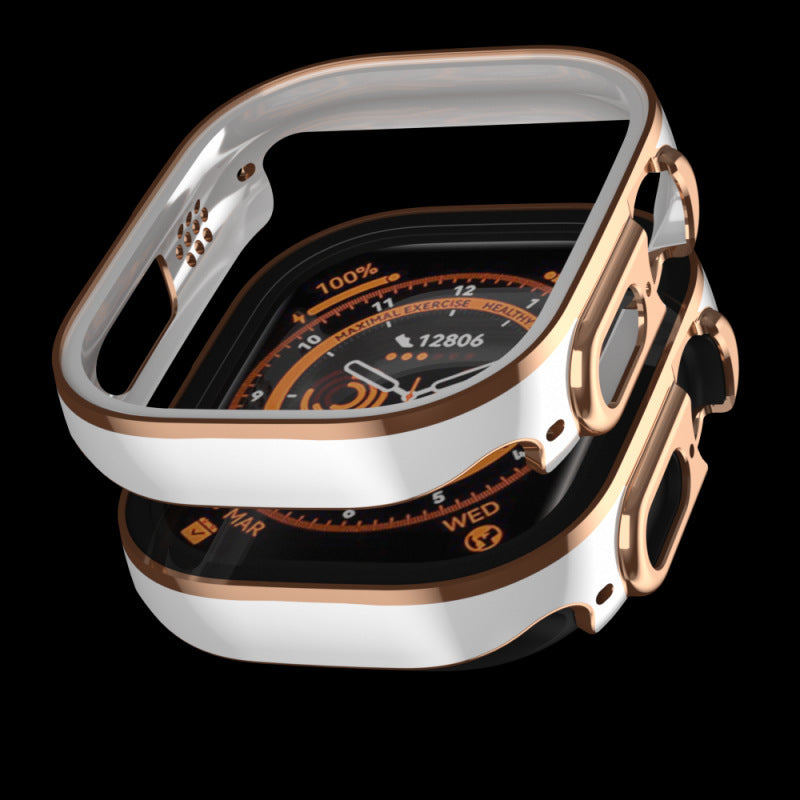 Protection Case AppleWatchUltra Case AppleWatch Two-color All-in-one Case White Rose gold