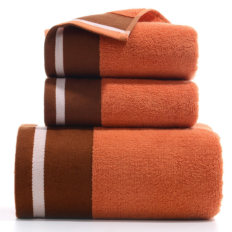 Pure Cotton Towels Three-piece With Hand Bath Towel Class Wide Satin Orange 1 Bath Towel And 2 Towels