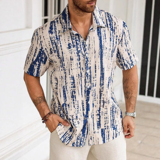 New European And American Summer Casual Anti-wrinkle 3D Printed Men's Short Sleeve Shirt