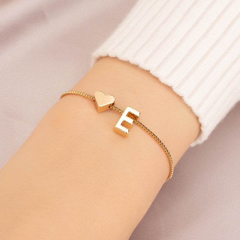 Bracelet Heart-shaped English Letters Letter E