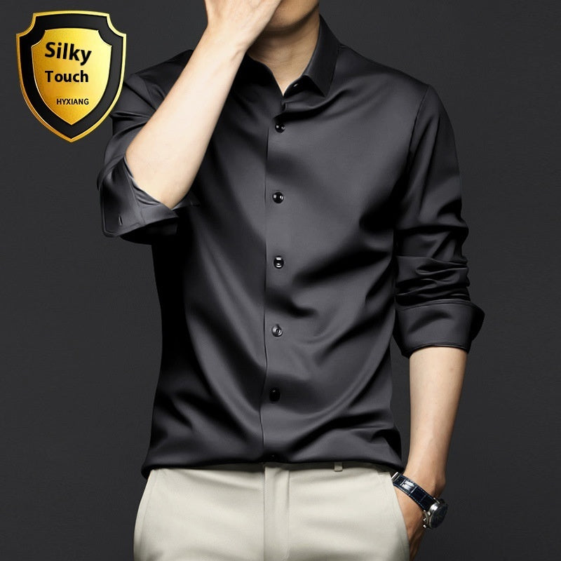 Long Sleeve Shirt Men's Anti-wrinkle Non-ironing Business Clothing Shirt C2128 3 Black