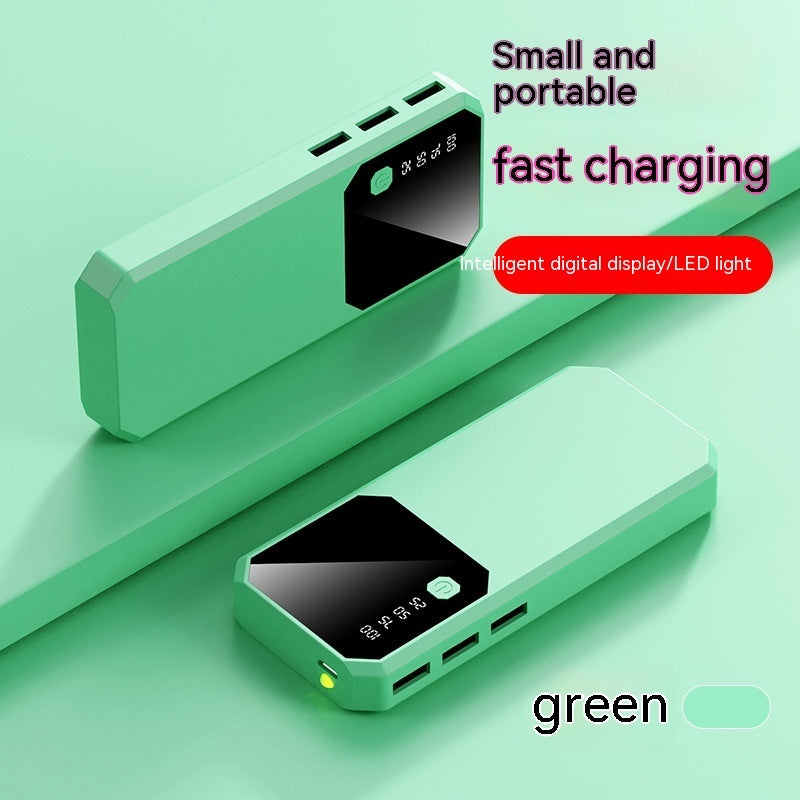 Large Capacity With Cable Fast Charge Mobile Power Supply Green