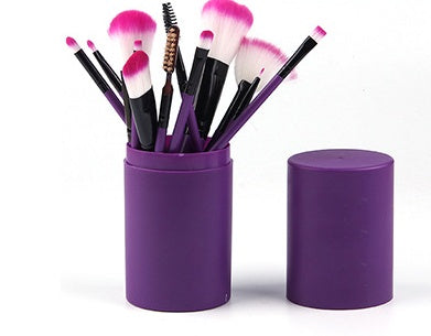 12pcs Makeup Brush Set Blush Eyeshadow Eyelash Highlighter Makeup Brush Puple Q12pc