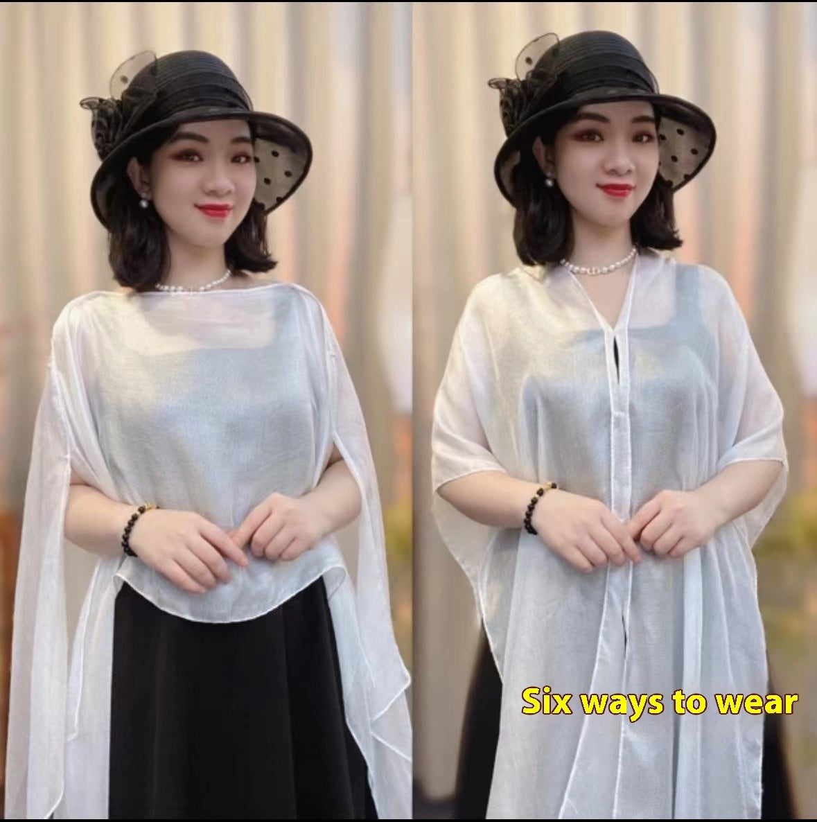 Solid Color Vacation Style Fashionable All-match Sunscreen Pullover Scarf Shawl White