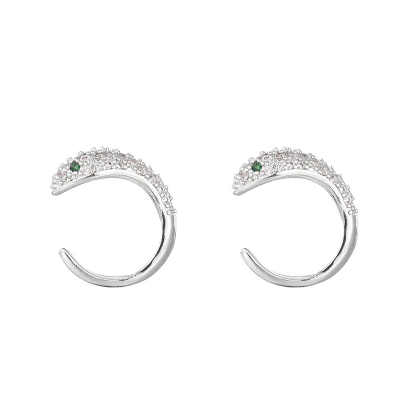 European And American Luxury Zircon Snake Stud Earrings KY0075SS