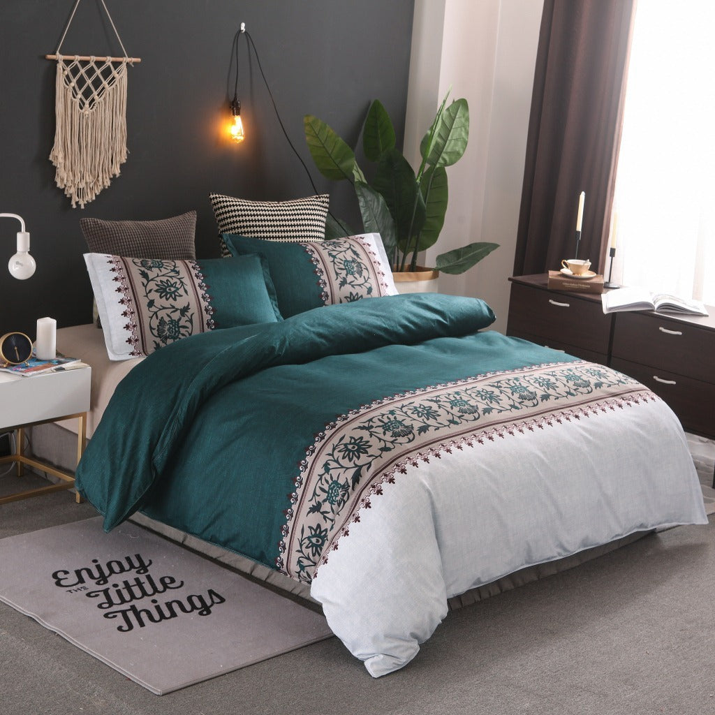 Simple plain bedding Peacock blue