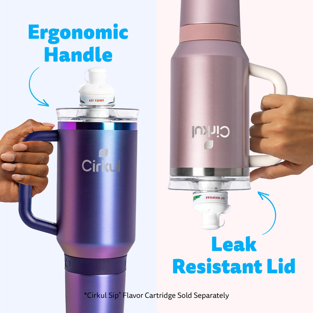 Cirkul 40oz. Chameleon Stainless Steel Tumbler with Handle, All-Day StrawSip, Double-Wall Insulated