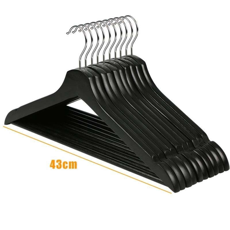 Retro solid wood hanger wooden clothing hanger Black 5pcs