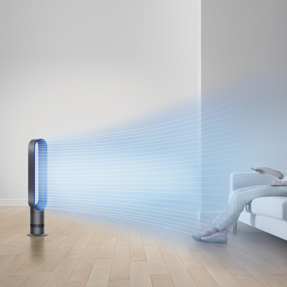 Dyson Cool AM07 Air Multiplier Bladeless Tower Fan, Iron/Blue