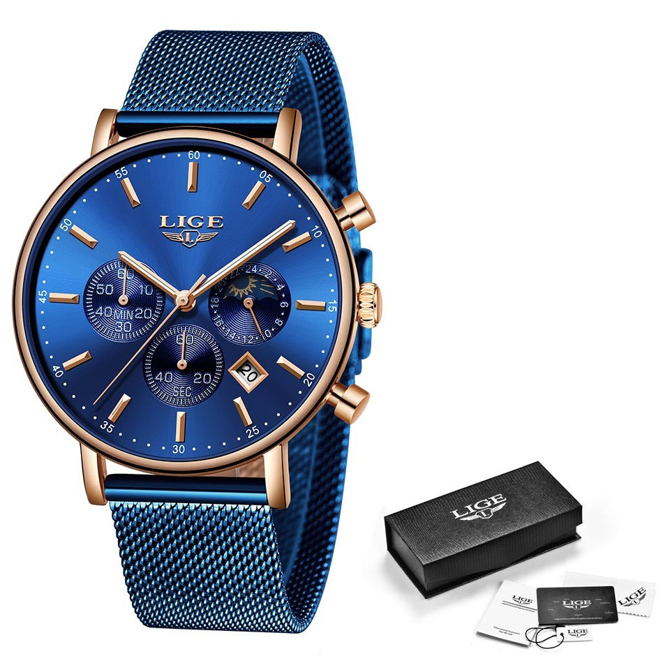 Quartz Watch Business Sports Watch Blue