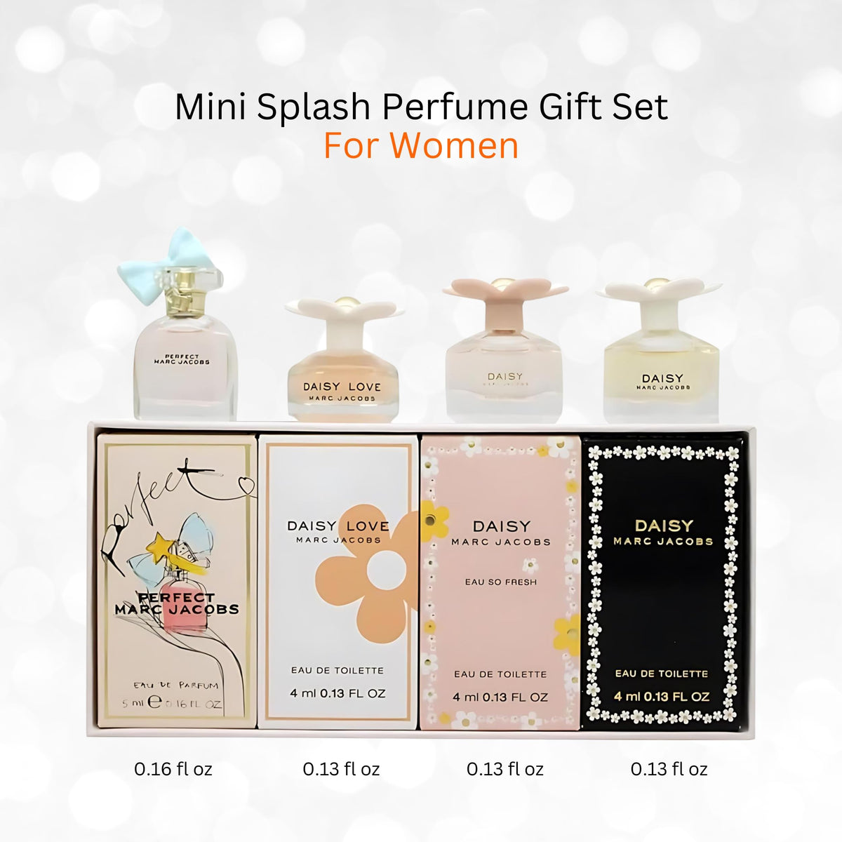 Marc Jacobs Perfume for Women Gift Set – 4-Piece Mini Variety Splashes