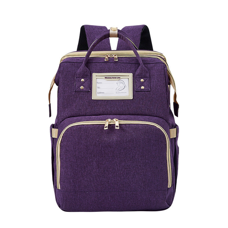 Portable folding bed mommy bag Purple