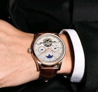 Men's automatic mechanical watch men's watch leather belt waterproof multi-function sports watch tourbillon watch
