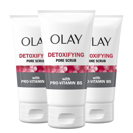 Facial Cleanser by Olay Regenerist, Detoxifying Pore Scrub & Exfoliator, 5 Oz (Pack of 3)