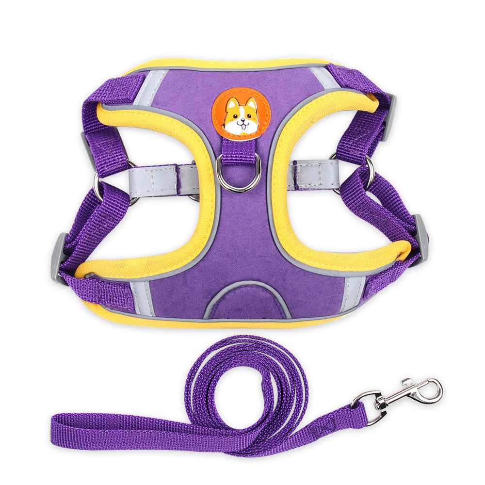 Dog Harness Cat Harness Reflective Dogs Leashs Soft Mesh Chest Strap Purple