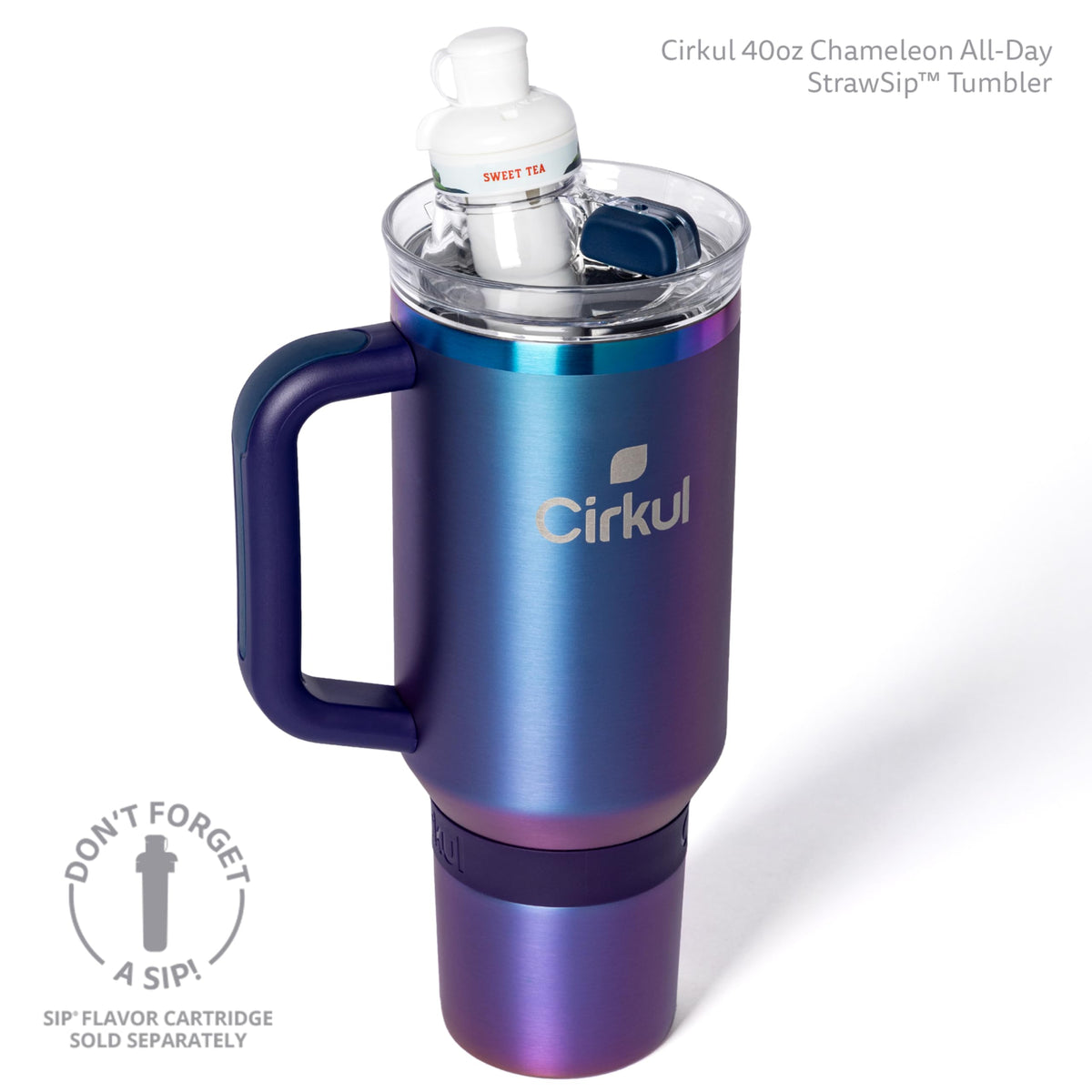 Cirkul 40oz. Chameleon Stainless Steel Tumbler with Handle, All-Day StrawSip, Double-Wall Insulated