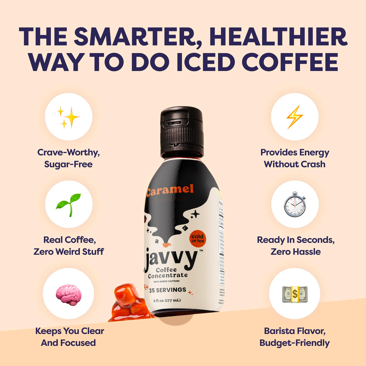 Coffee Concentrate - Cold Brew Coffee, Perfect for Hot or Iced Instant Coffees, Hot Drinks, Cold Brew Concentrate, 35 Servings - Caramel