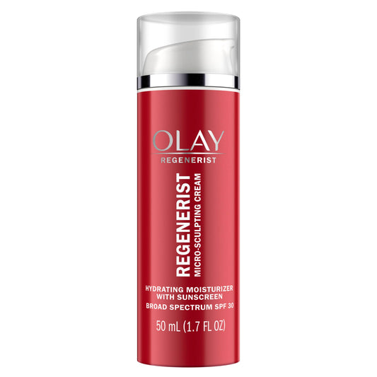 Face Moisturizer by Olay Regenerist Microsculpting Cream With SPF 30 Sunscreen and Vitamin E for Advanced Anti-Aging, 50ml