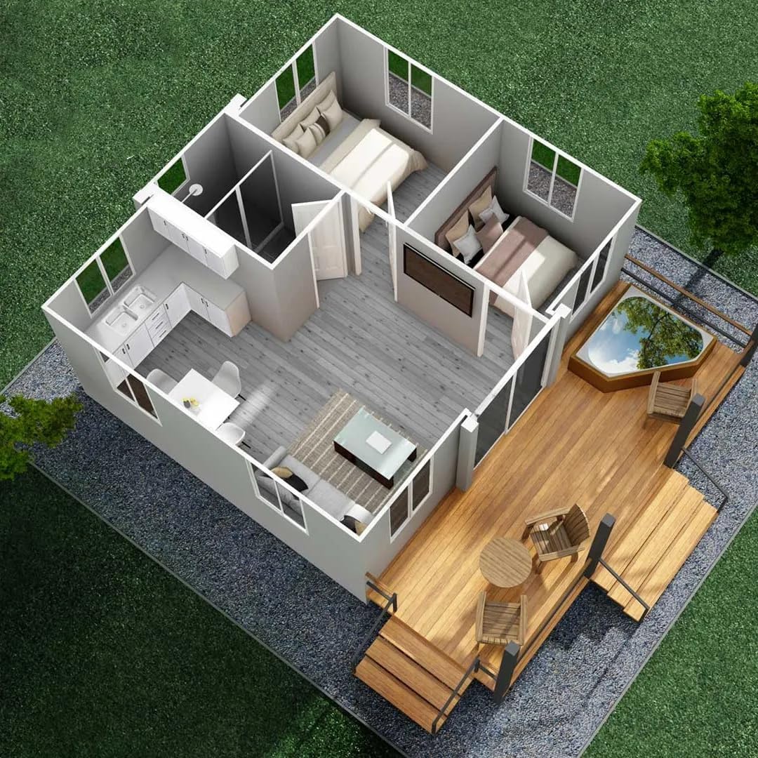 Mobile Houses Prefab Foam Folding House Two Story Tiny House 100 Meters Portable and Foldable Tiny Modern Design with Easy Installation