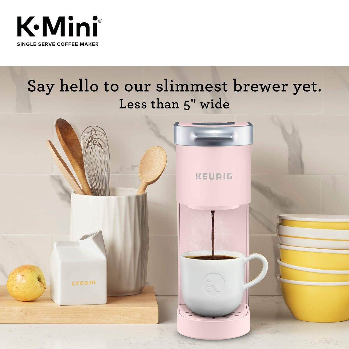 Keurig K-Mini Single Serve K-Cup Pod Coffee Maker, 6 to 12oz Brew size, with Cord Storage, Perfect for Small Spaces, Dusty Rose