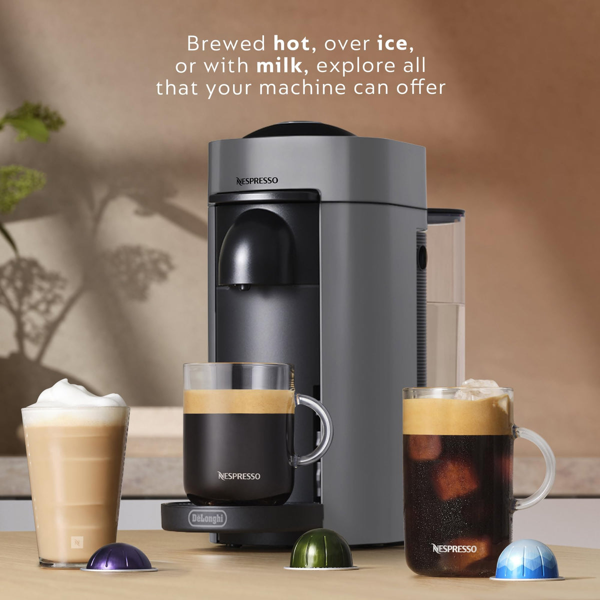 Nespresso Vertuo Plus Coffee and Espresso Maker by De'Longhi, Grey