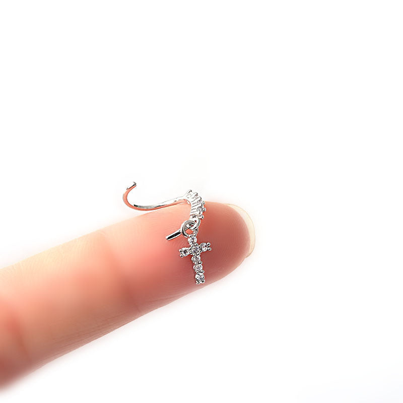 Star Moon Love Heart Flowers Cross Zircon Pendant Nose Ring