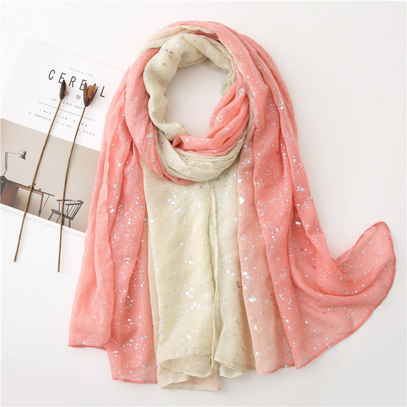 Hot Silver Gradient Personalized Scarf Thickened Warm Scarf Dual-use Shawl Pink Rice 180X90CM