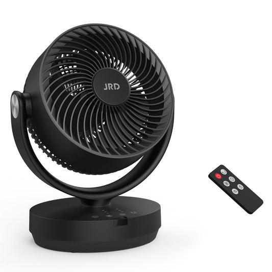 JRD Fans for Bedroom, 90° Oscillating Air Circulator Fan, 13 Inch Quiet Table Fan with Remote, 120° Adjustable Tilt, 3 Speeds, 7H Timer, Powerful Desk Fan for Whole Room Home Office Living Room