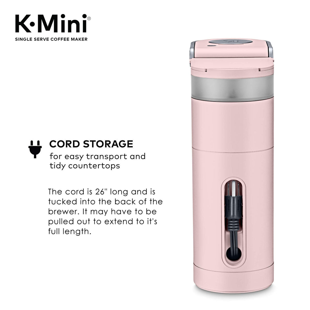 Keurig K-Mini Single Serve K-Cup Pod Coffee Maker, 6 to 12oz Brew size, with Cord Storage, Perfect for Small Spaces, Dusty Rose