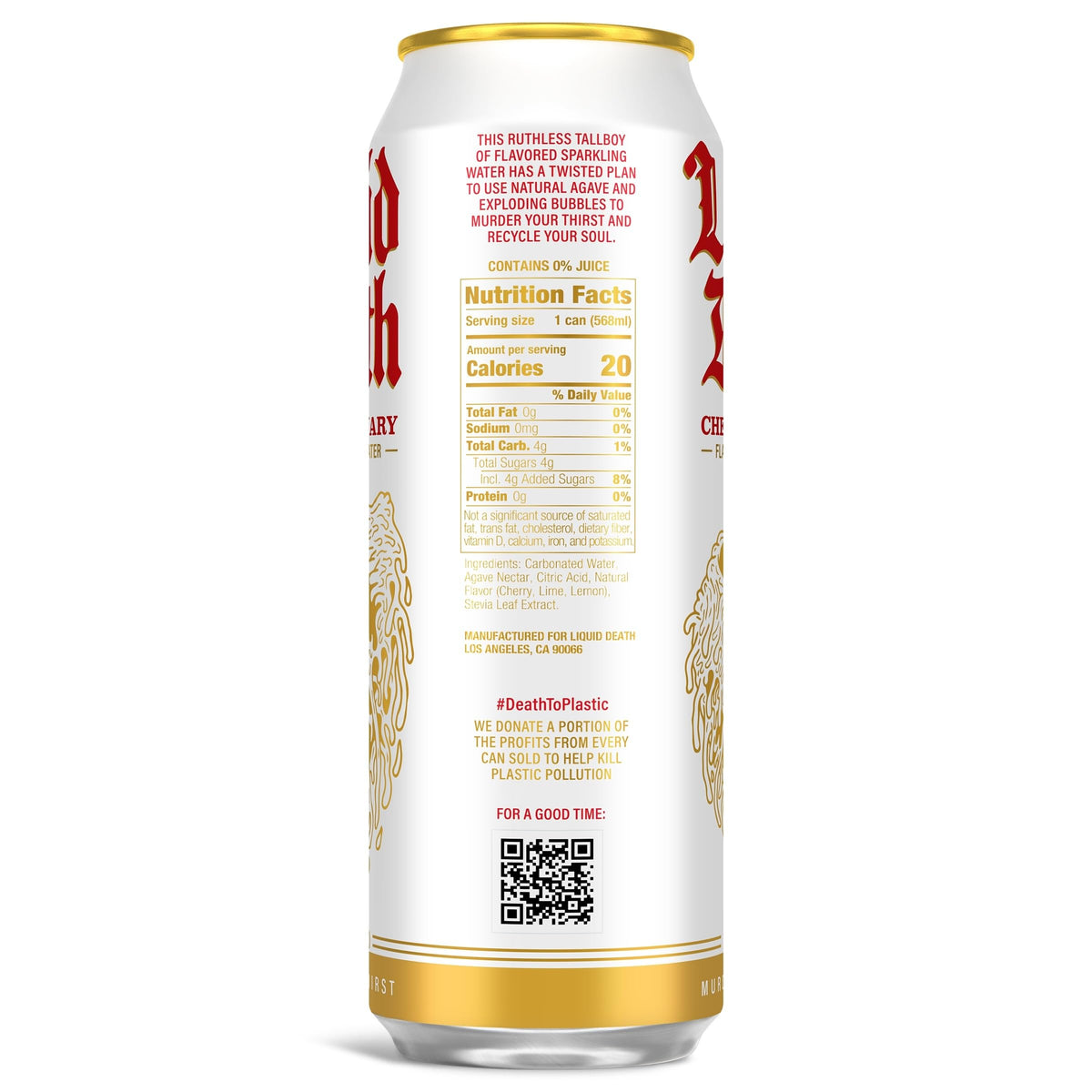 Liquid Death, Cherry Obituary, Cherry-Flavored Sparkling Water, 8-Pack (19.2oz Cans), Low Calorie & No Artificial Sweeteners